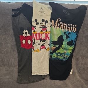 Disney Mickey and Little Mermaid T-Shirts - Black, White, Gray Juniors Sz15/17